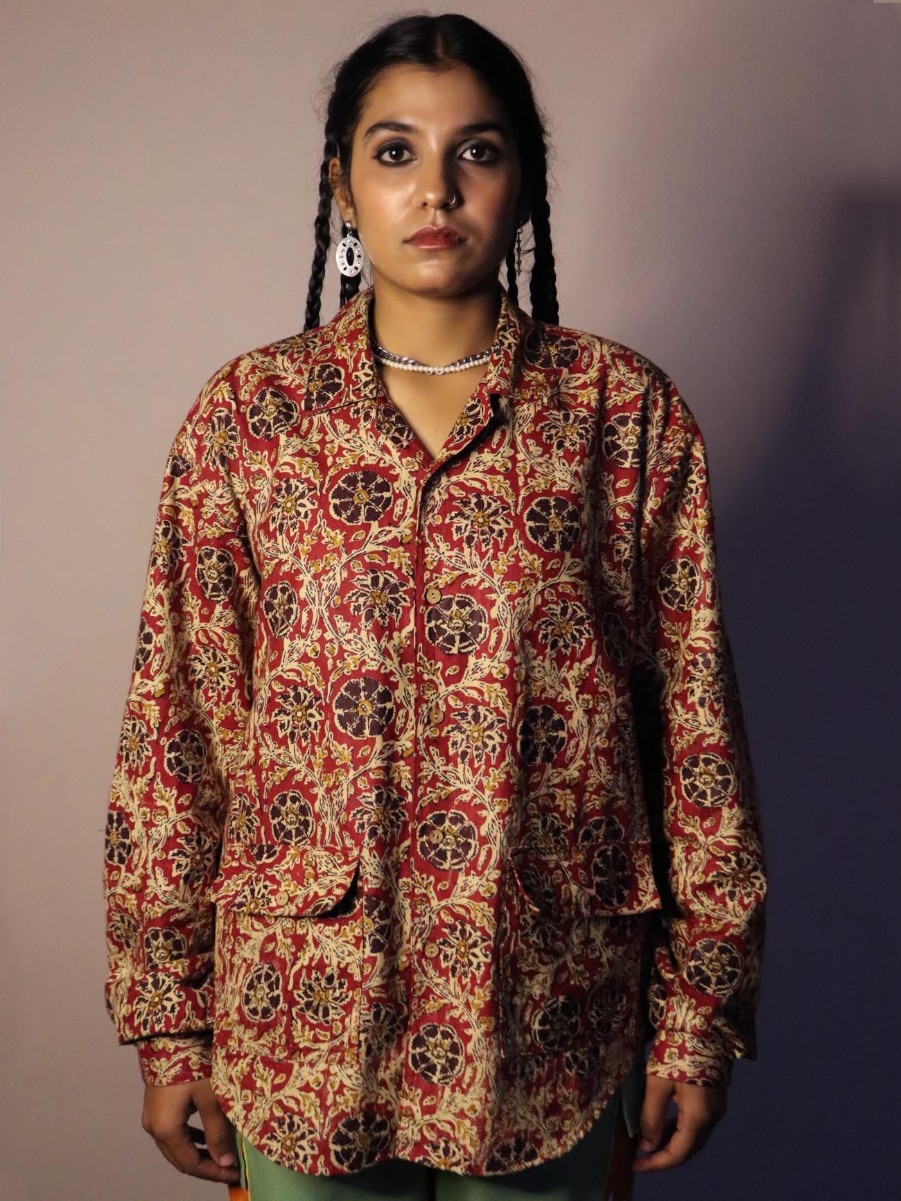 Dausa Handloom Shirt - Mud Red