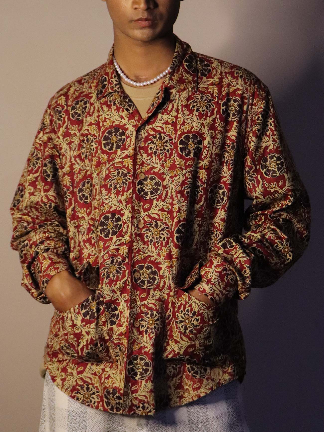 Dausa Handloom Shirt - Mud Red