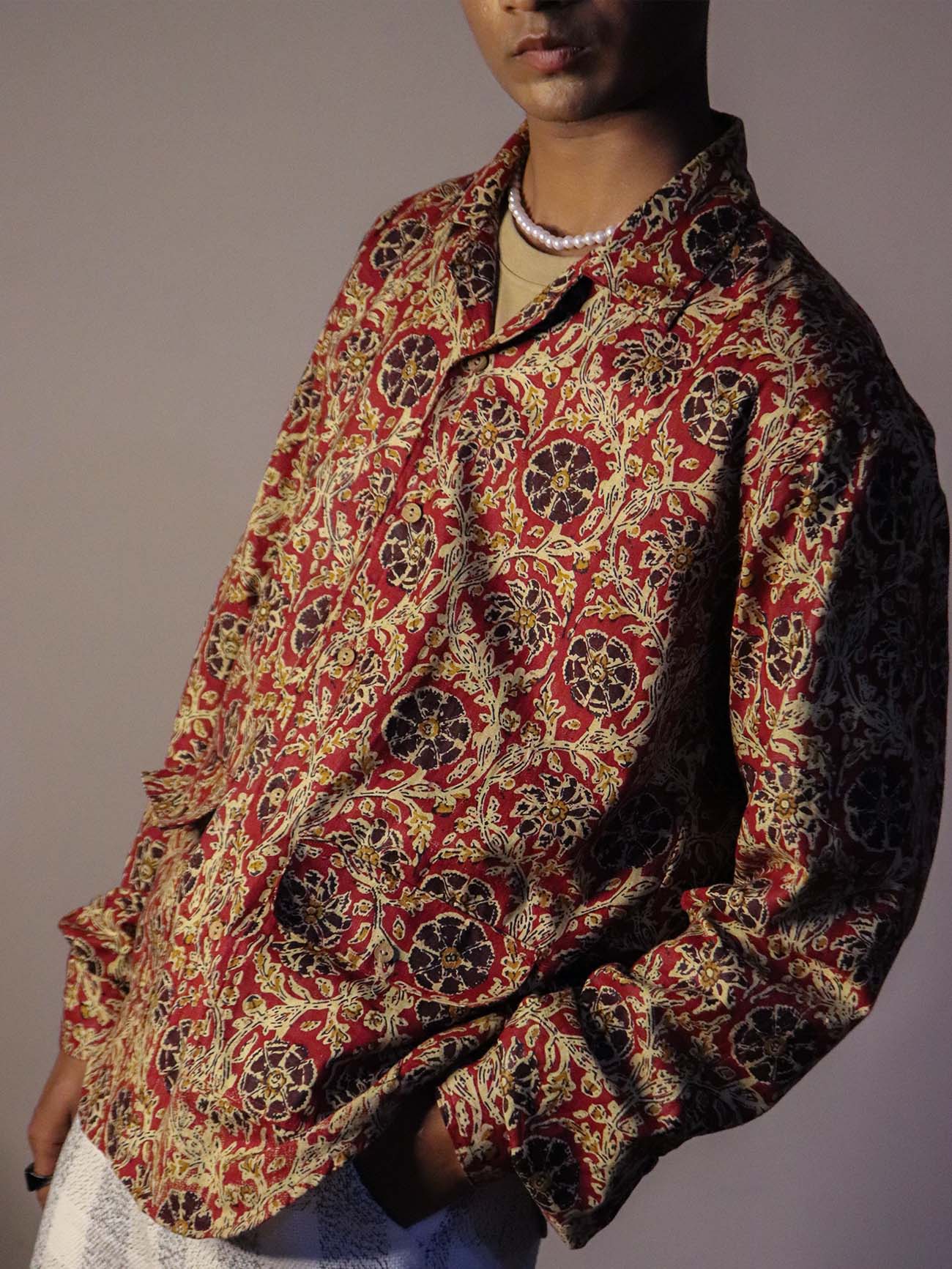 Dausa Handloom Shirt - Mud Red