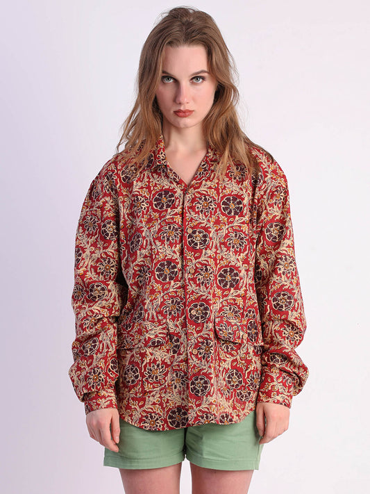 Dausa Handloom Shirt - Mud Red