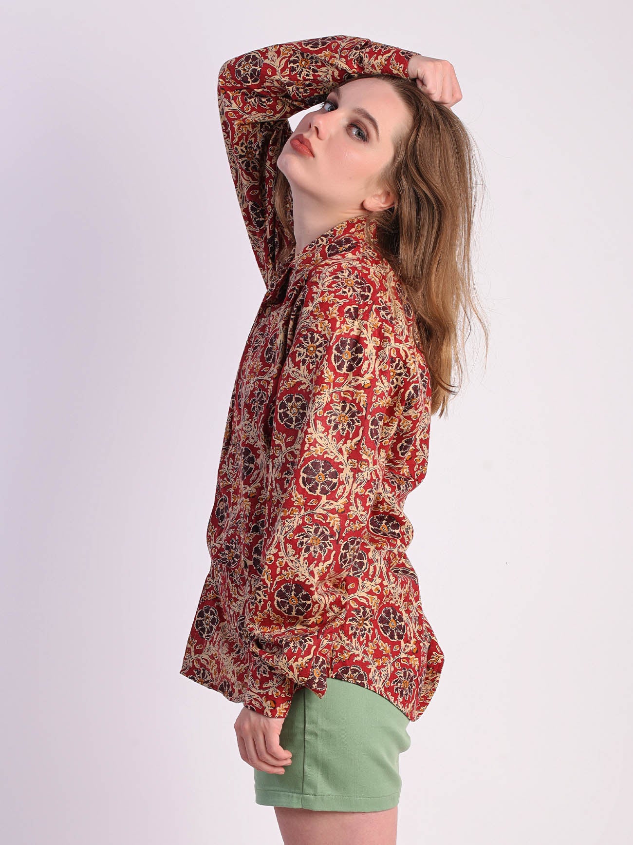 Dausa Handloom Shirt - Mud Red